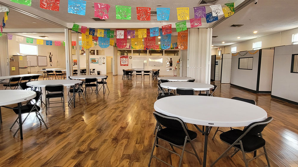 A large reception room in the newly renovated Encuentro building